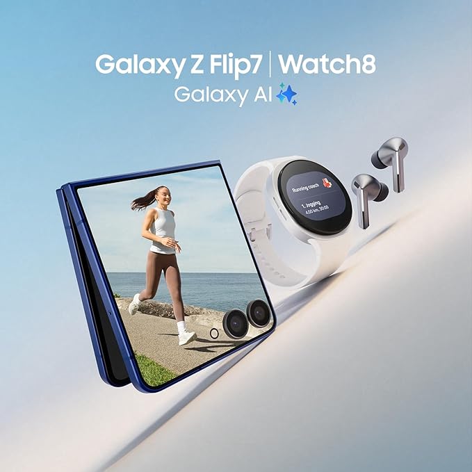 Samsung Galaxy Z Flip7 5G – Foldable Smartphone UAEMobilesFlip into the future with the Samsung Galaxy Z Flip7, the latest AI-powered foldable phone that blends iconic design with next-gen performance. Now available in a striking Blue Shadow, Coral Red an